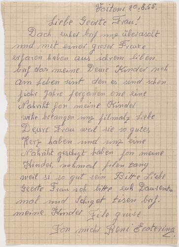 Letter - To Barbara & Nicolae Condurateanu, Melbourne, 20 Aug 1955