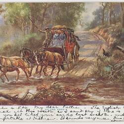 Postcard - At the Ford by J. A. Turner, To Nettie Scott from Marion Flinn, Melbourne, 4 May 1904