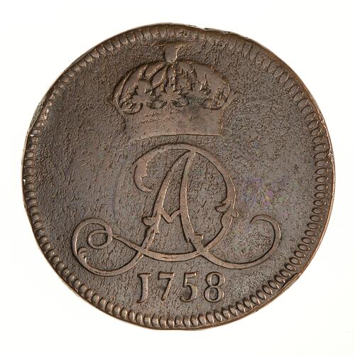 Coin - 1 Penny, Isle of Man, 1758