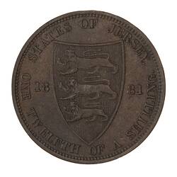 Coin - 1/12 Shilling, Jersey, Channel Islands, 1881