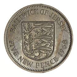 Coin - 5 Pence, Jersey, Channel Islands, 1968