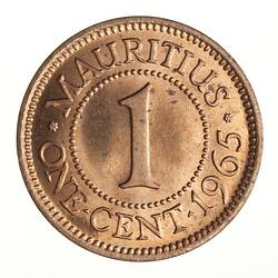 Coin - 1 Cent, Mauritius, 1965