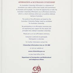 affirmation certificate citizenship australian department pack