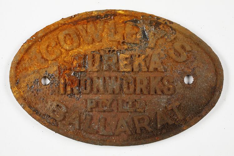 Boiler Plate - Cowley's Eureka Ironworks, Ballarat, Victoria