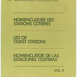 Manual - 'List of Coast Stations Vol II', International Telecommunication Union, 1985
