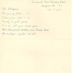 Document - Pat Wingrove, Addressed to Dorothy Howard, Description of Knucklebones Game 'Jacks', 1954-1955