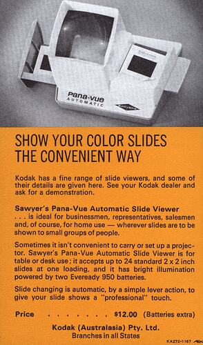 Printed text and photograph of slide viewer.