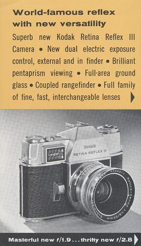 Cover page with text and photograph of camera.