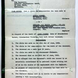 Notice - Employer Compensation Claim, Sylvia Forbes (Claimant) & Stewarts & Lloyds (Aust) Pty Ltd (Employer), Melbourne, 26 Jul 1963