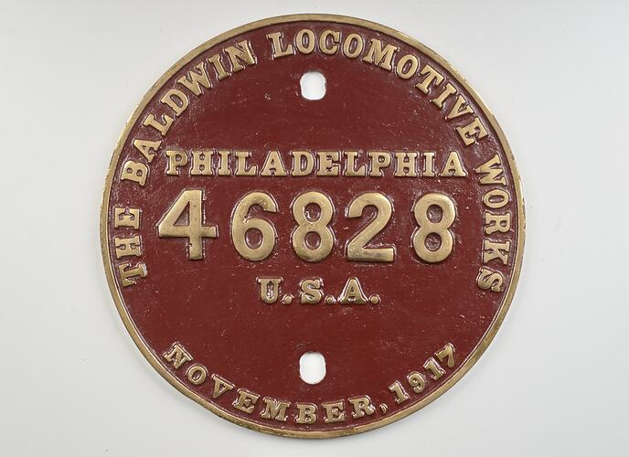 Locomotive Builders Plate - Baldwin Locomotive Works, Philadelphia, USA, 1917