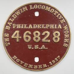Locomotive Builders Plate - Baldwin Locomotive Works, Philadelphia, USA, 1917