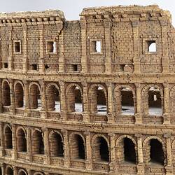 Model of Colosseum made of cork. Detail of external wall.