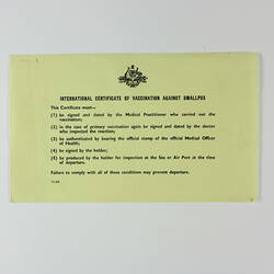 Vaccination Notice - Smallpox, R.J. Atkin, Commonwealth of Australia, 1966