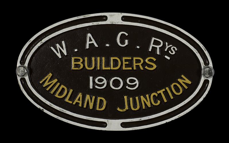 Locomotive Builders Plate - WA Government Railways, 1909