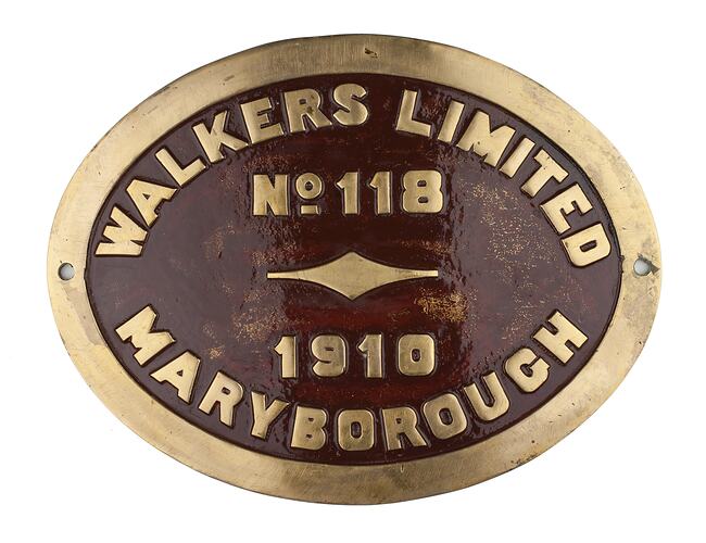 Locomotive Builders Plate - Walkers Ltd, 1910
