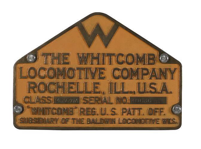 Locomotive Builders Plate - Whitcomb Locomotive Co.