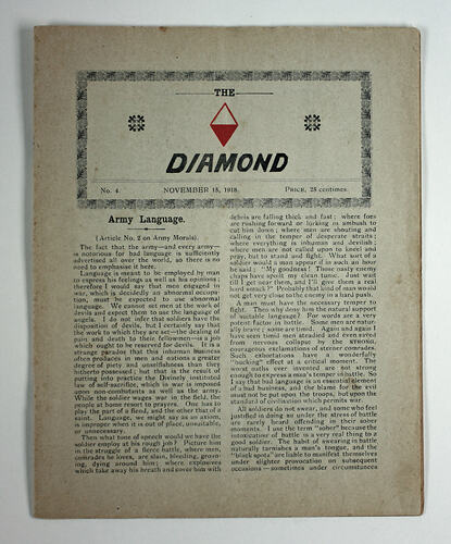 Cover of journal with extensive printing.