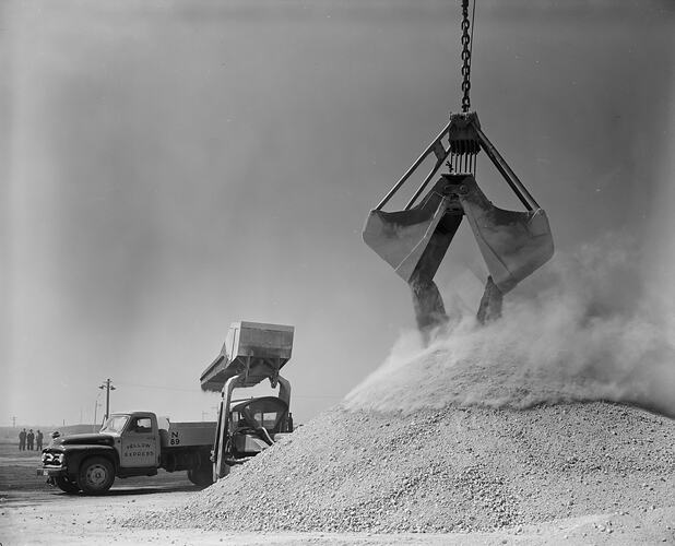 Grab Bucket Unloading Phosphate, Appleton Dock, Footscray, Victoria, Oct 1958