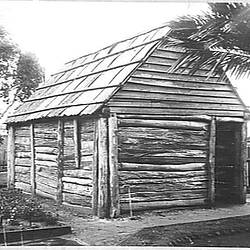 FARM SMITHY IN WHICH THE FIRST HARVESTER WAS MADE AT DRUMMARTIN, VIC. BY HUGH VICTOR MCKAY IN 1884: PHOTO TAKEN SEPT 1928