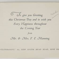 Christmas Card - Kodak Australasia Pty Ltd, 'To Give You Greeting this Christmas Day' circa 1950's, Centre