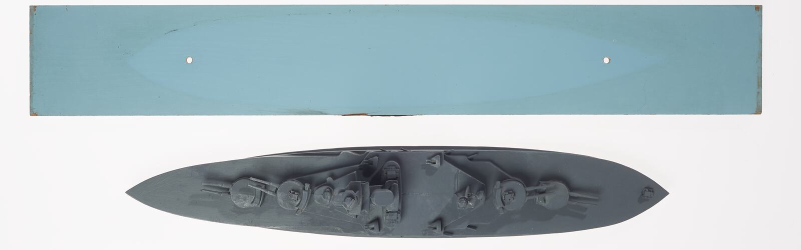 Grey ship model. Top view.