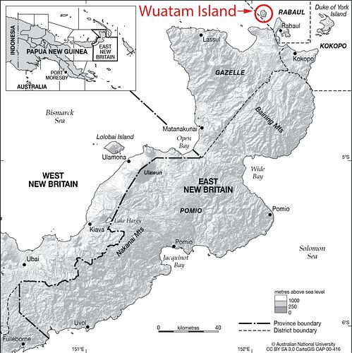 Wuatam (Watom) Island Map