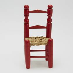 Miniature Chair - Mirka Mora, Wooden With Woven Seat, Red, circa 1960s