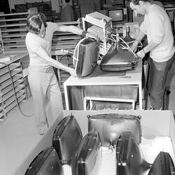 Negative - Male Manufacturing Employees Wiring Up Television Picture Tubes, 1974