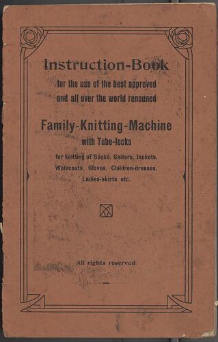 Cover of booklet with off-white pages and black printed text.