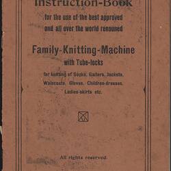 Cover of booklet with off-white pages and black printed text.