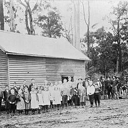 Negative - Group Outside School, Budgeree, Victoria, 1908