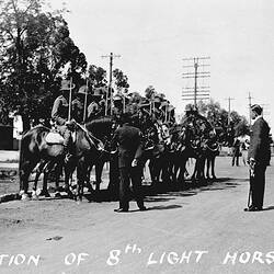 Negative - Lord Huntingfield Inspecting the 8th Light Horse, Wangaratta, Victoria, circa 1935