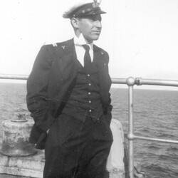 Digital Photograph - Giuseppe Gonzales On Ship Deck Wearing Naval Uniform, 1940