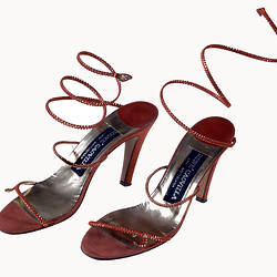 Sandals - Rene Caovilla, Stiletto, Spiral Ankle Strap, Orange