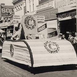Photograph - Gala Day Celebrations, Coles Stores Decorated Float, by Jack Walton, Ballarat, Victoria, 1935