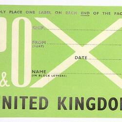 Baggage Labels - P&O, Shipping Destination, United Kingdom, circa 1950s