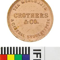 Token - 1 Penny, Crothers & Co, Tea Merchants & Storekeepers, Stawell, Victoria, Australia, circa 1862