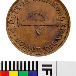 Token - 1 Penny, G. Hutton, Ironmonger, Hobart, Tasmania, Australia, circa 1860