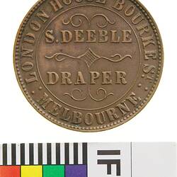 Token - 1 Penny, S. Deeble, Draper, Melbourne, Victoria, Australia, 1862
