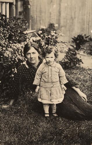 Digital Photograph - Mother & Daughter on Front Lawn, Kew, 1915