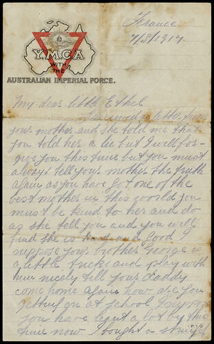 Letter - Private Albert Edward Kemp To Ethel Kemp, Personal, 7 Aug 1917