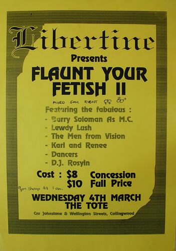 Leaflet - Flaunt Your Fetish II, Yellow, circa 1991-1992