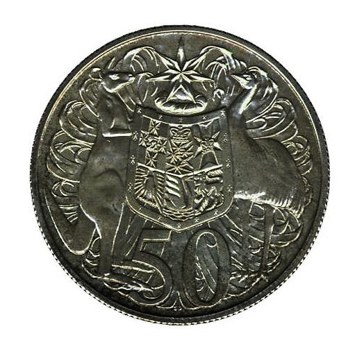 Specimen Coin - 50 Cents, Australia, 1966, photographed by Museums Victoria