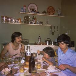 Two Families Sharing House, Eating Dinner, Dining Room, Footscray, 1977