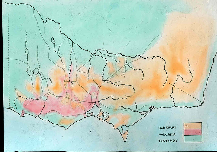 Lantern Slide - Geological Map of Victoria, Australia, Date Unknown. [BA 1435]