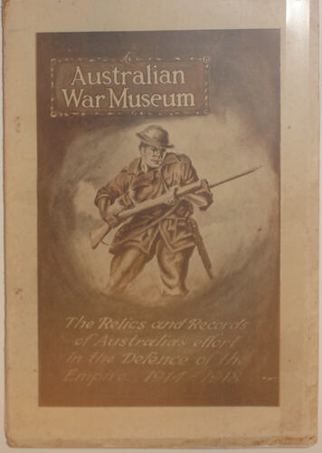 Cover of booklet illustrated with drawing of soldier.