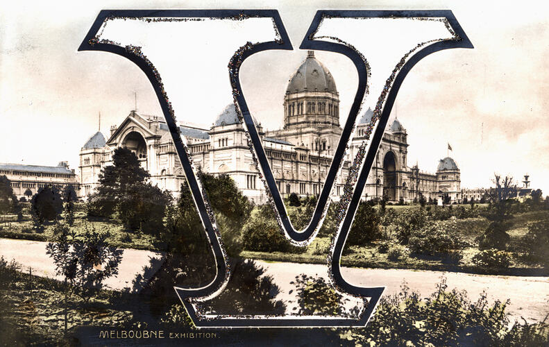 Postcard - South West Facade, Exhibition Building, Melbourne, circa 1905