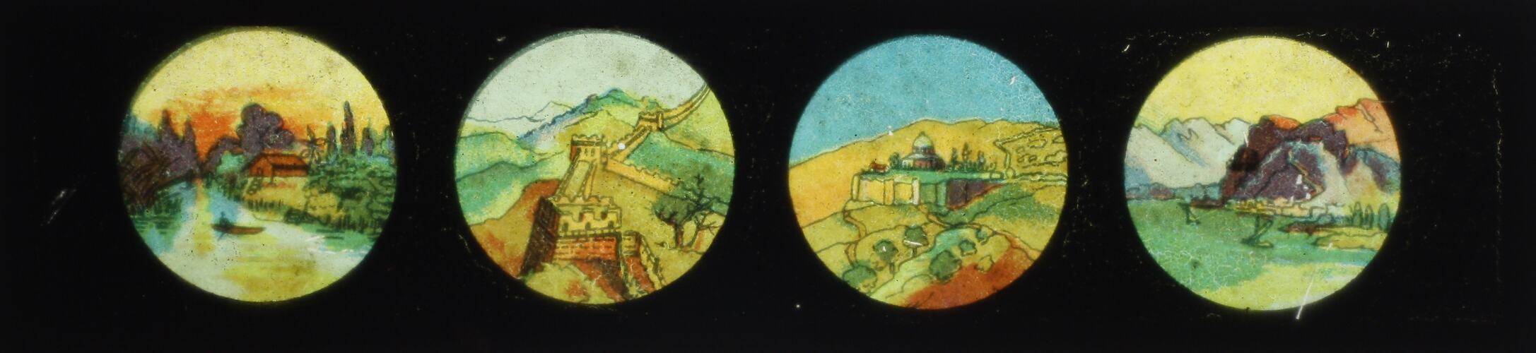 Lantern Slide - Four Landscapes, Panorama Slide, 1860-1920