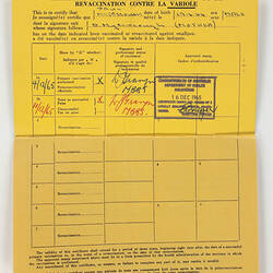 Certificate of Vaccination, Paul Myerscough, 1965