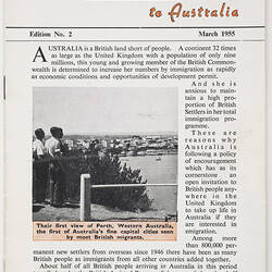 Booklet - Facts about Assisted Passages to Australia, 1955
